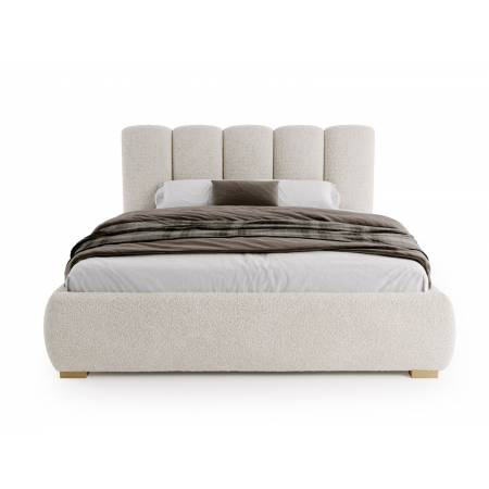 Łóżko tapicerowane z pojemnikiem 160 x 200 cm boucle VILLO